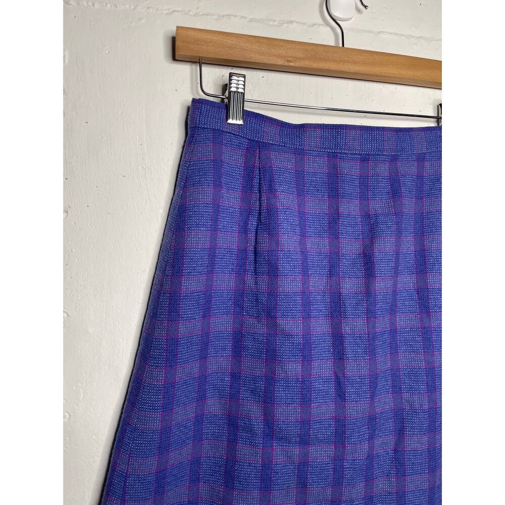 Vintage Pendleton Wool Midi Skirt Purple Plaid Size 10 - Picture 2 of 11